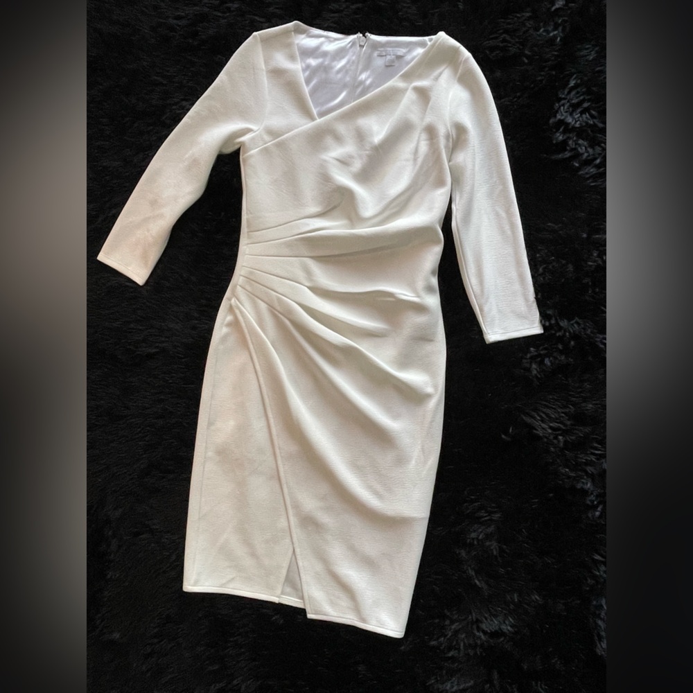 White Dress. Side Ruched